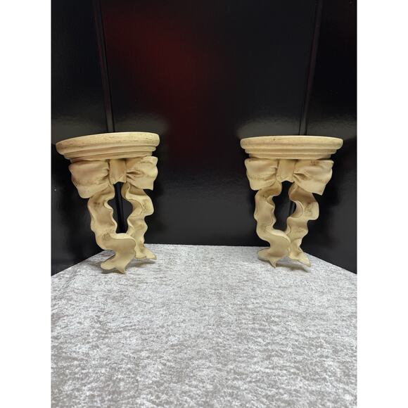 Distressed bow wall mount Floating shelf Resin bedroom bathroom EUC Set of 2 - Picture 4 of 10
